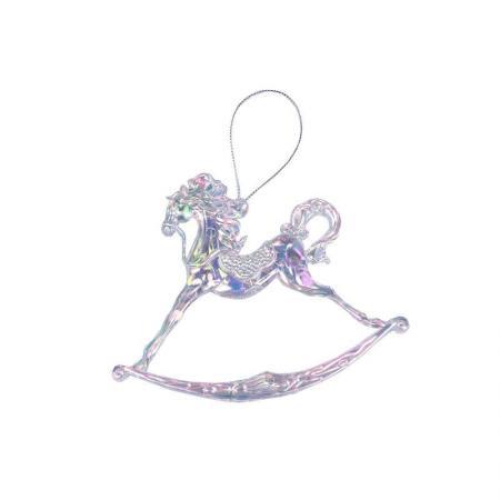 Новогоднее украшение Лошадка акрил прозрачный (высота 14 см)